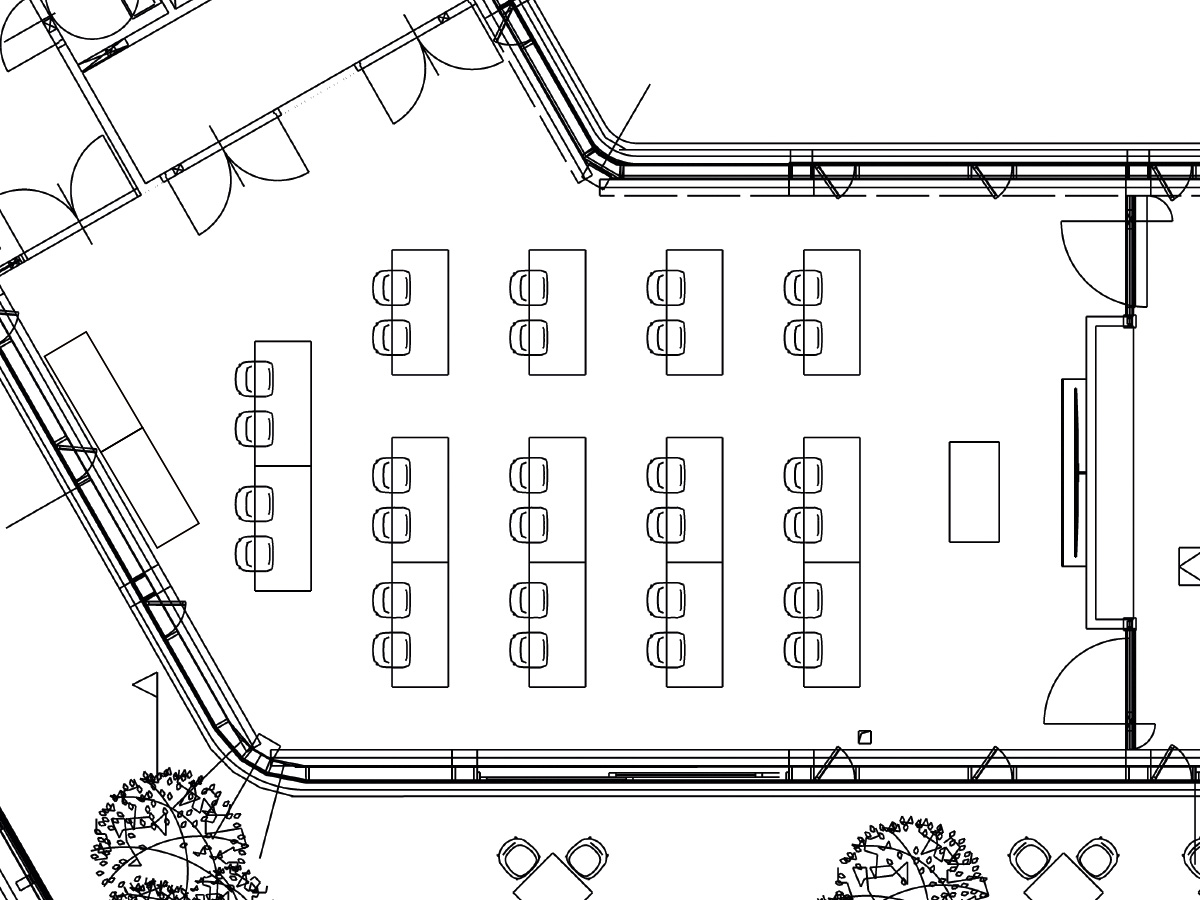 Bestuhlungsplan Boardroom – Setup für 28 Personen