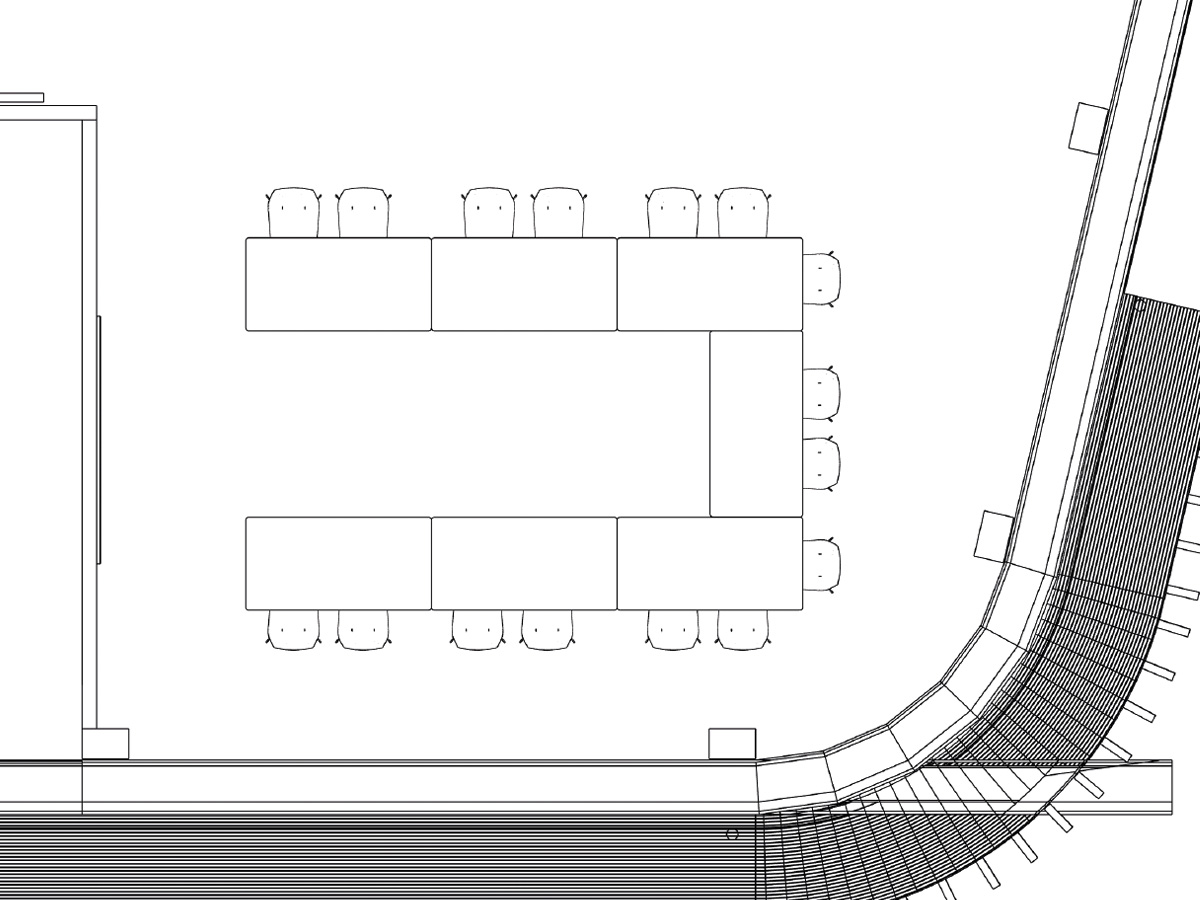 Bestuhlungsplan Seminarraum 2. OG – Setup für 18 Personen